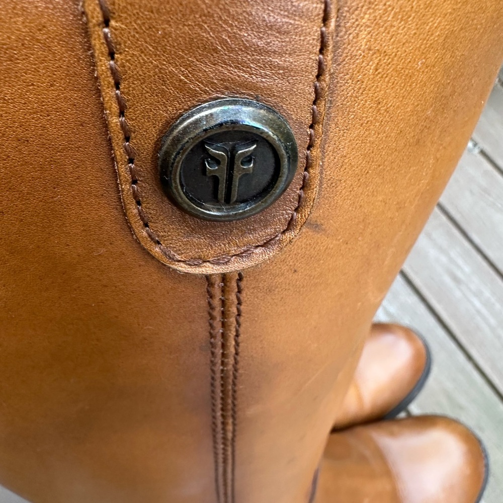 Frye Marissa Medallion Inside Zip Tall Boot. Color: Cognac. - Picture 5 of 15